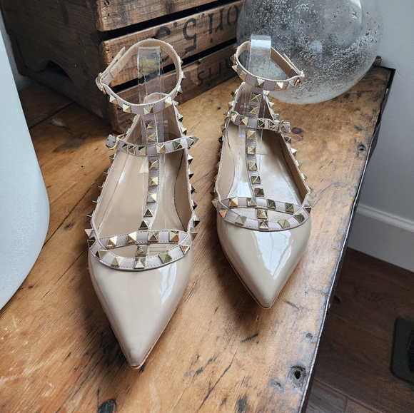 Valentino Rockstud Ankle Wrap flats - Picture 1 of 8